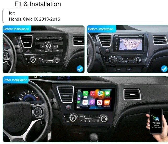 Touch Screen in-Dash GPS Navigation For 2013-2017 Honda Civic Carplay Car Radio