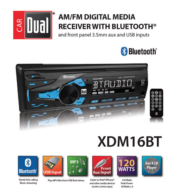 Car Stereo 120 Watts AM FM Digital Media Receiver Bluetooth USB MP3