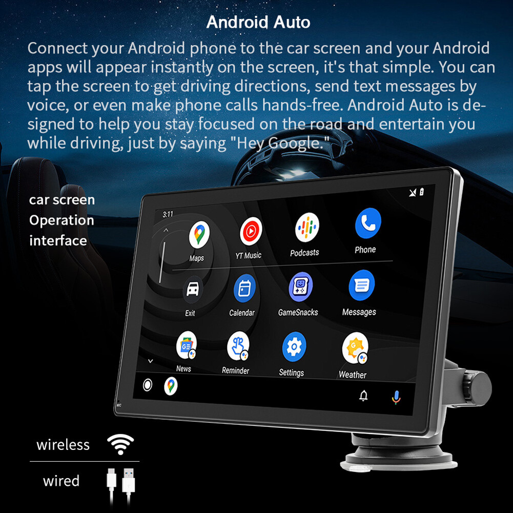 9 Inch Portable Car Stereo Radio Wireless Apple Carplay/Android Auto Head Unit