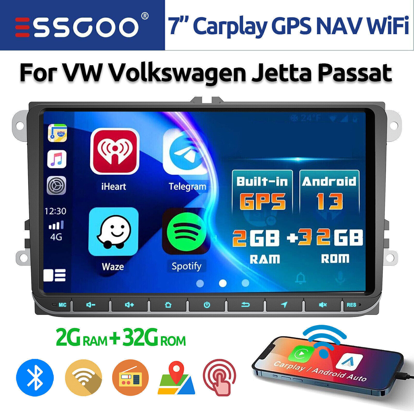 For VW Volkswagen Jetta Passat 9″ Android13 Car Stereo Radio Carplay BT GPS NAVI