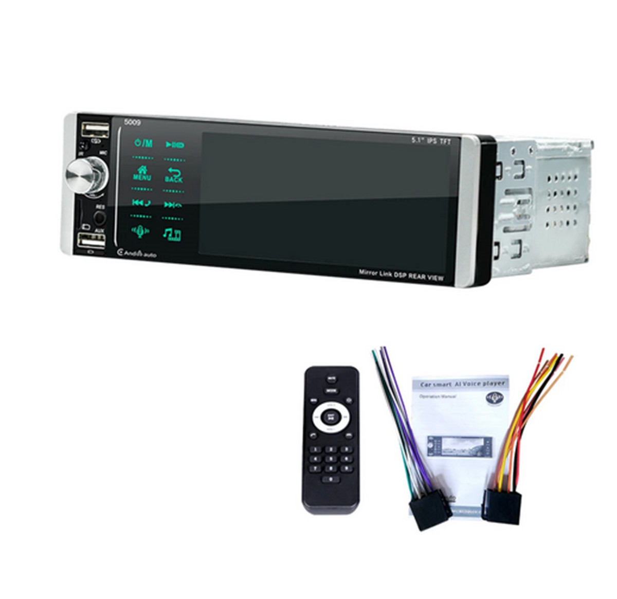 5.1in 1Din Touch Screen Car Radio Stereo Bluetooth AM/FM MP5 Player Android IOS
