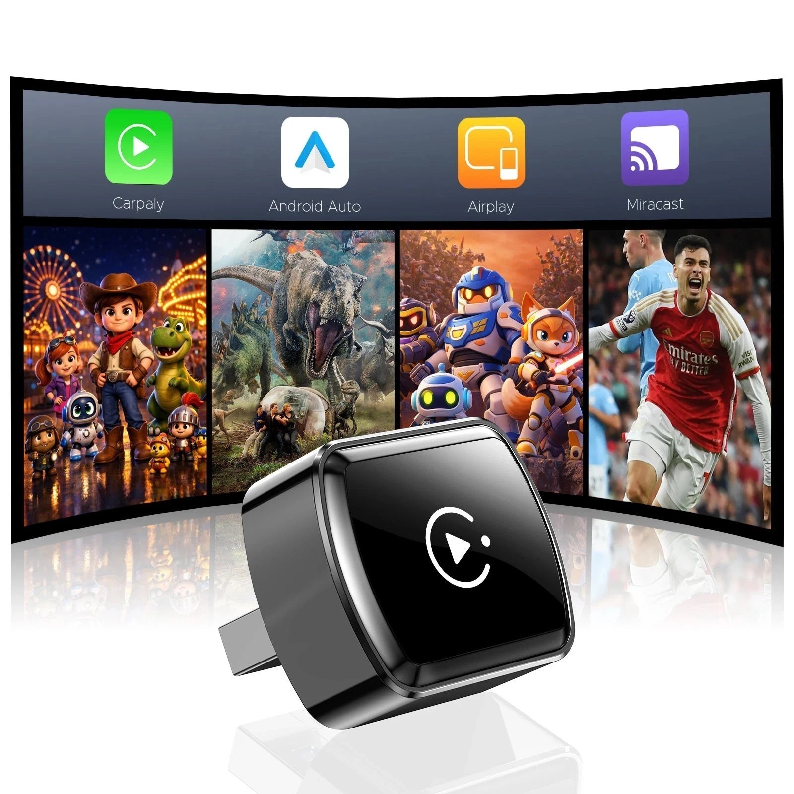 4 in 1 Carplay Wireless Adapter for iPhone Android USB Car Dongle Plug & Play