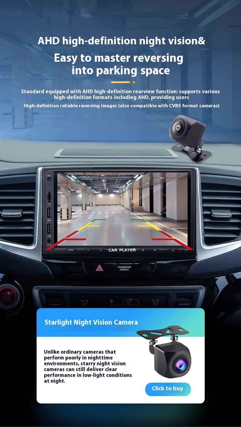 Factory private mold 7 inch double spindle machine car bluetooth mp5 player