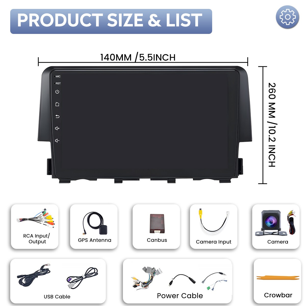 9” Android 13.0 Radio For Honda Civic 2016-2021 4Core 4+64G WiFi GPS Car Player