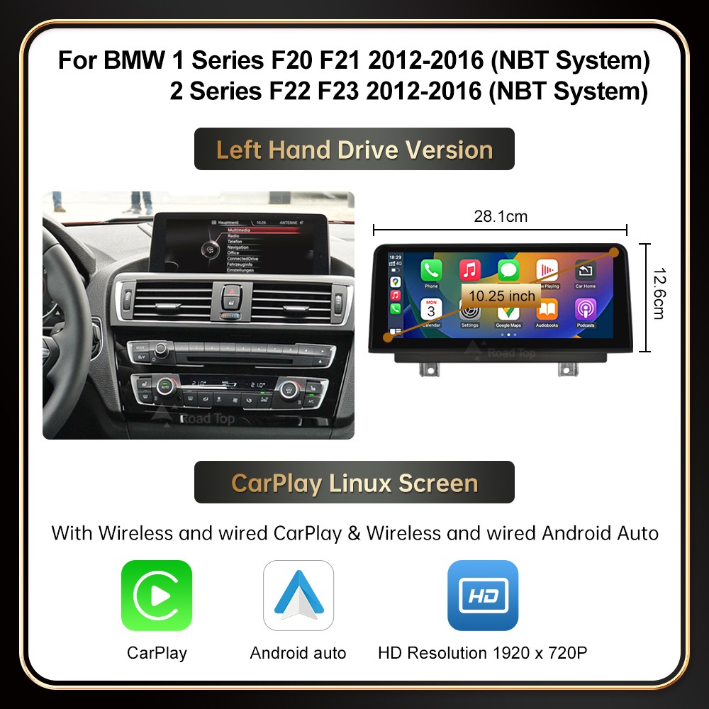 Touchscreen Carplay/Android Auto For BMW 1 2 3 4 F20 F30 F31 F32 F33 F34 F36