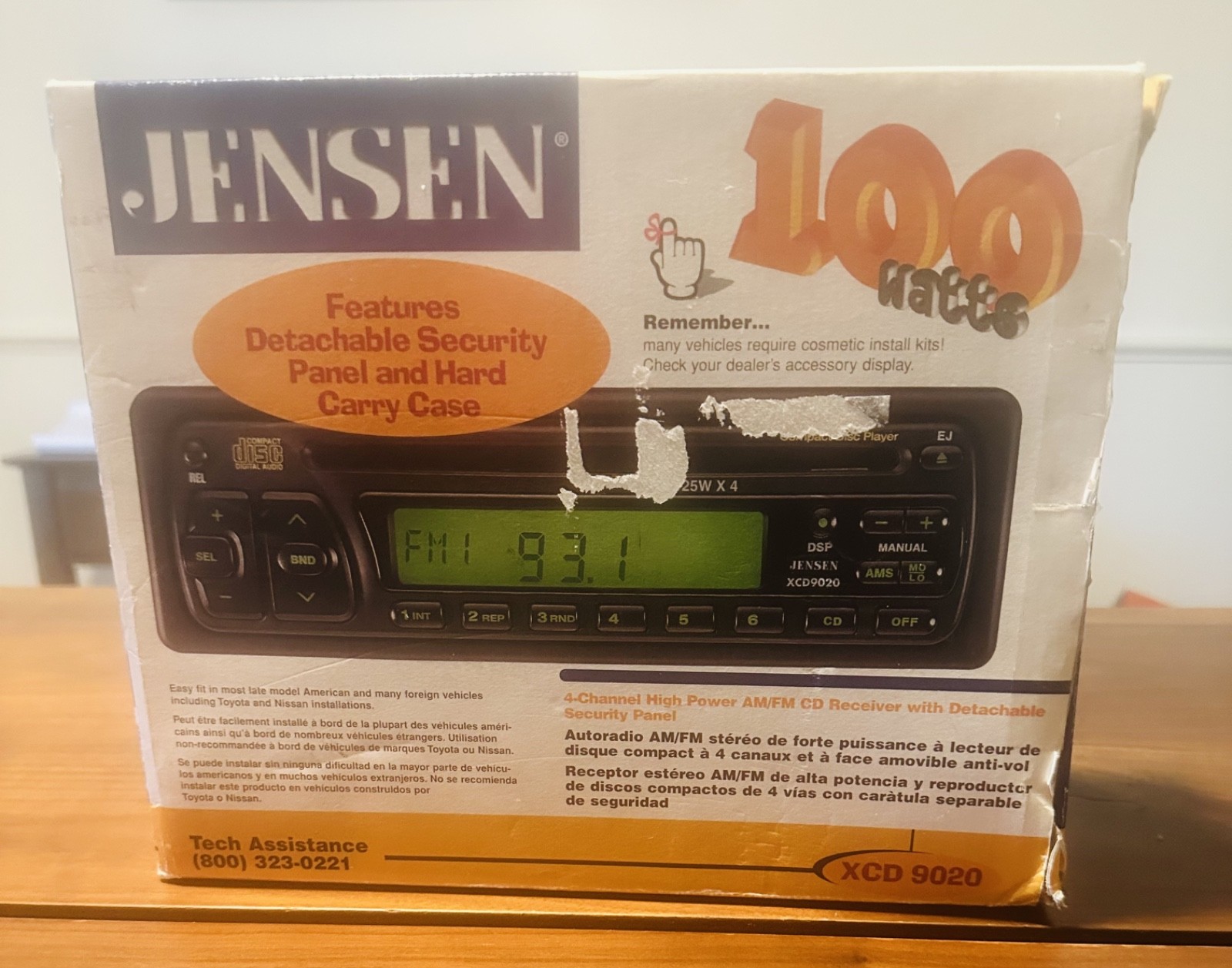 Jensen XCD9020 4 Channel AM/FM CD Receiver Detachable Face Plate 100 Watts NIB