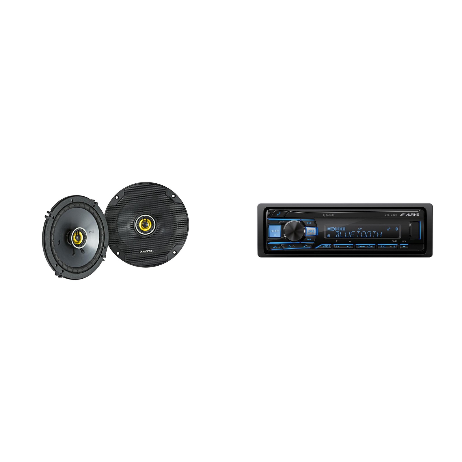 Alpine UTE-63BT Bluetooth Receiver & Kicker CSC 6.5″ Speakers