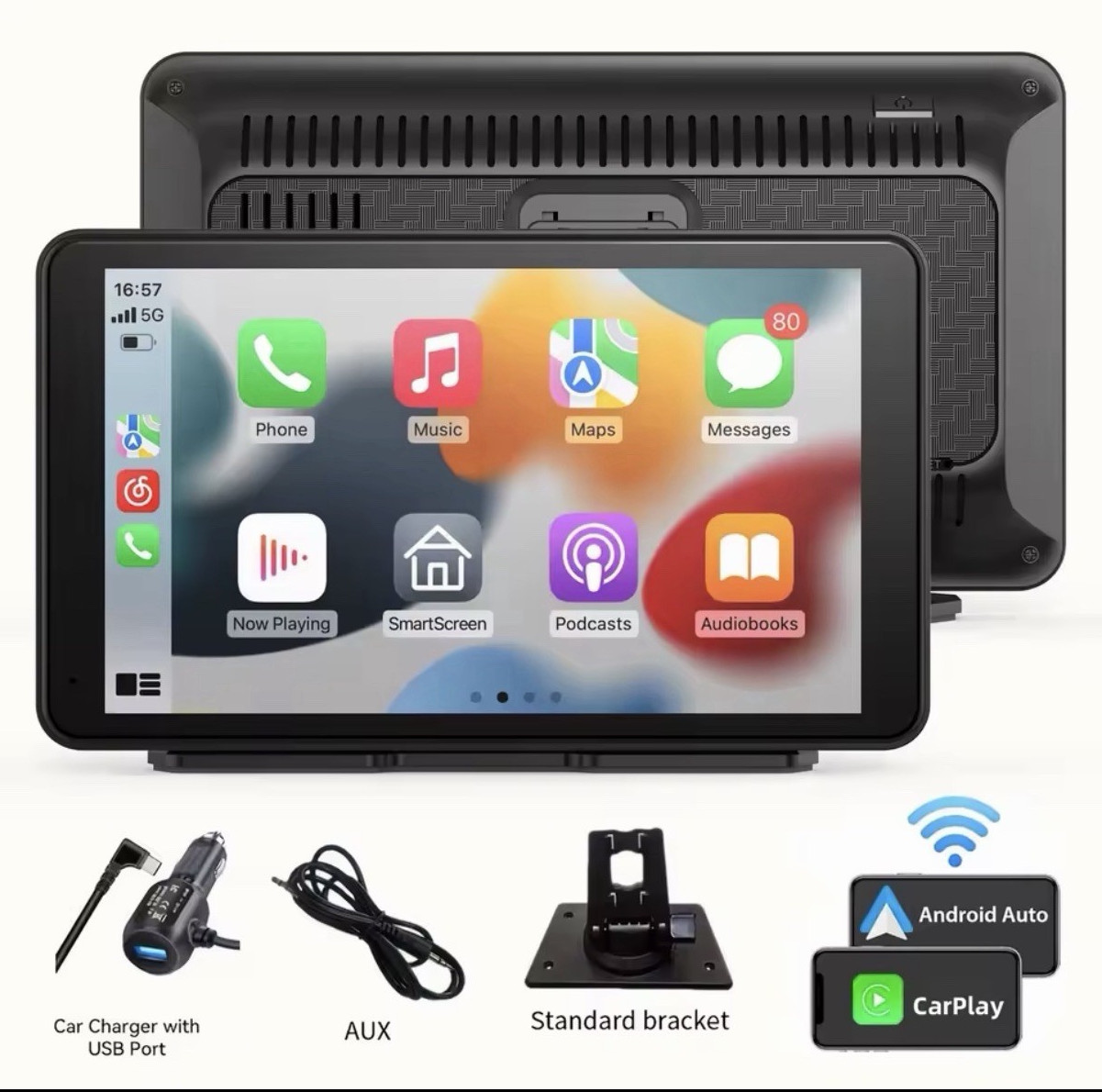 CarPlay/Android Auto 10in FHD IPS Touchscreen Car Radio BT AUX TF Card