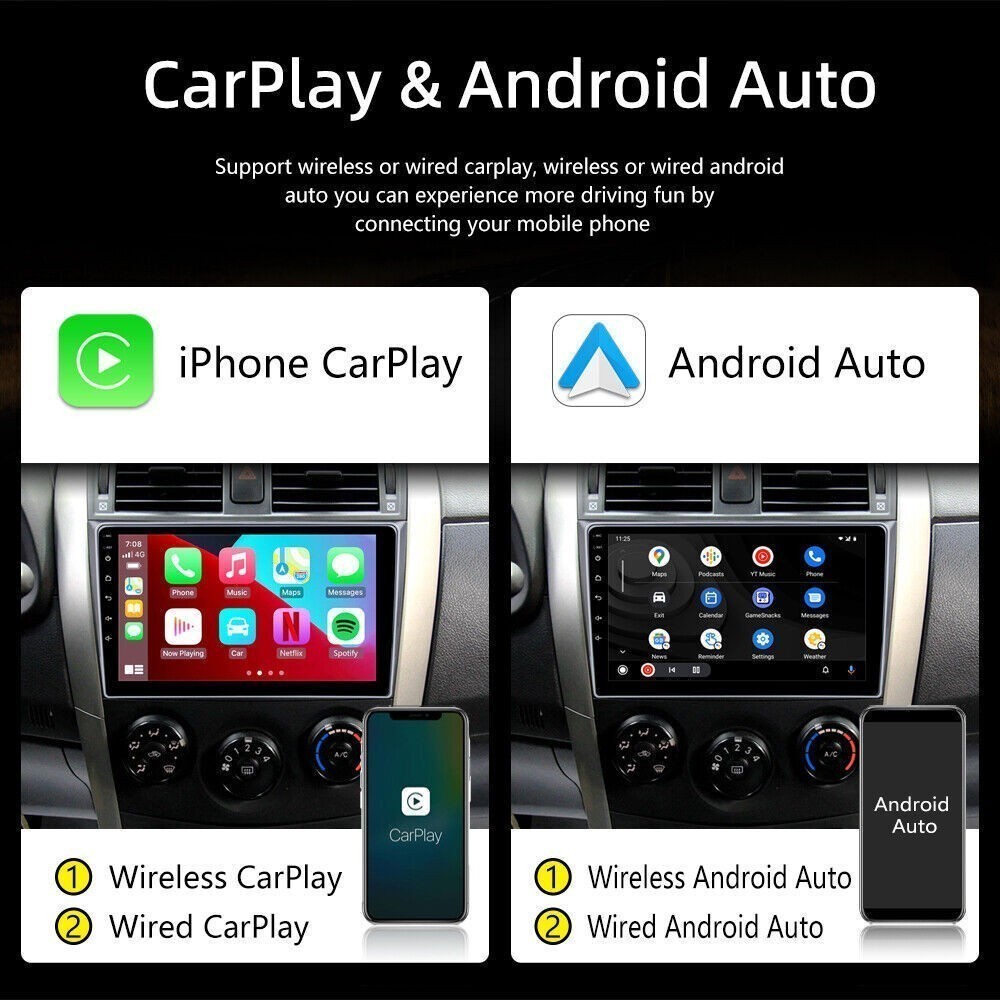 For 2009-2013 Toyota Corolla Carplay Radio Back Camera w/Cam Backup Cam EQ Cam