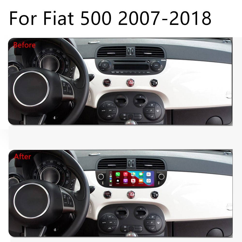 Car Radio Stereo Player GPS Navi Head Unit WIFI SWC Fit For Fiat 500 2007-2018
