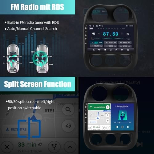 Car Radio for Jeep Compass Patriot 2010-2016, 10.1 inch Touch Screen 2+64G