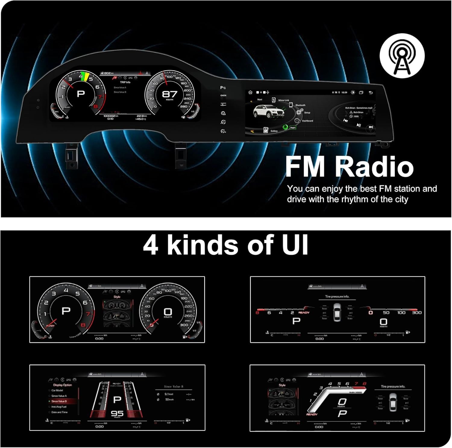12.3″ Dual Screen For Audi Q7 4L 2005-2015 Digital Cluster CarPlay 4+64GB Radio