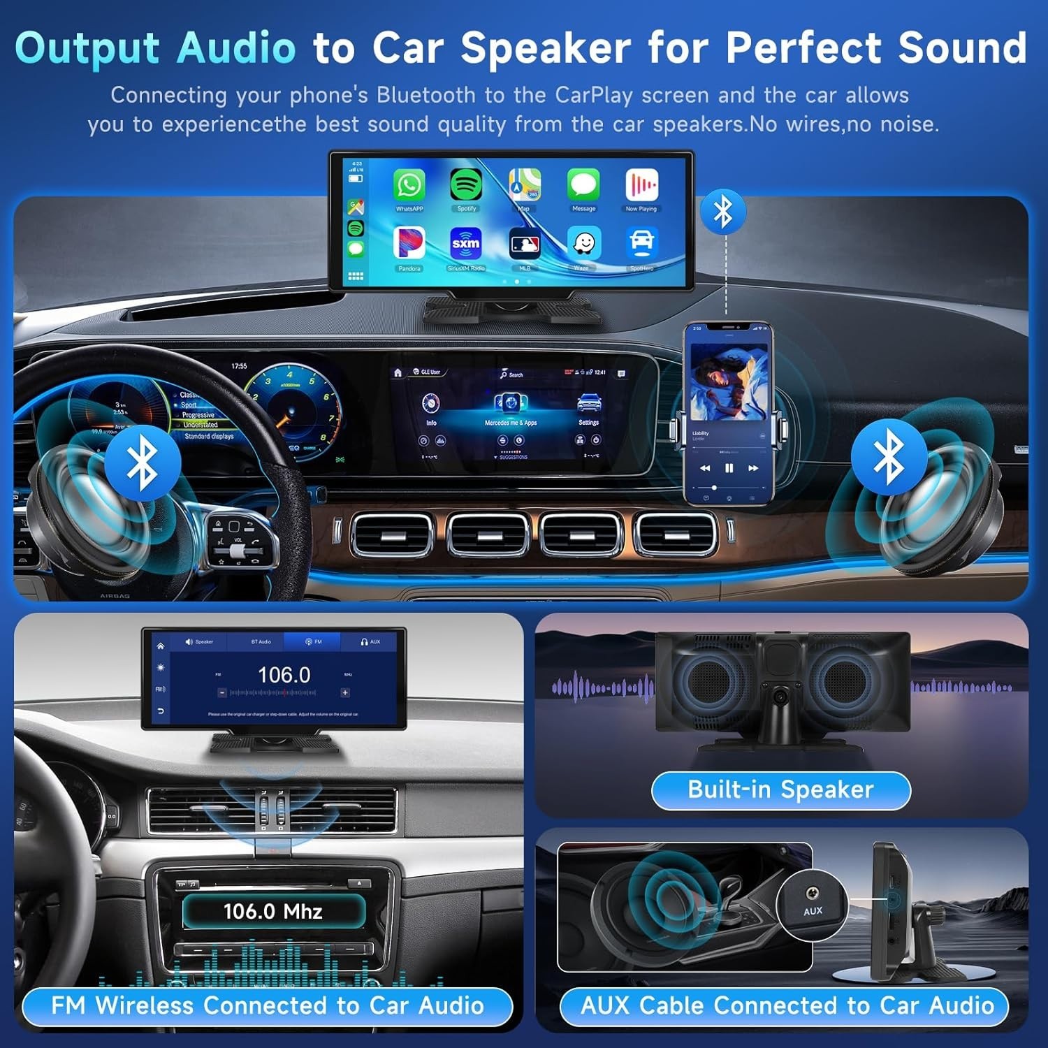 1080P Full HD Touchscreen Carplay Stereo – Wireless, Easy Install, Voice-Control