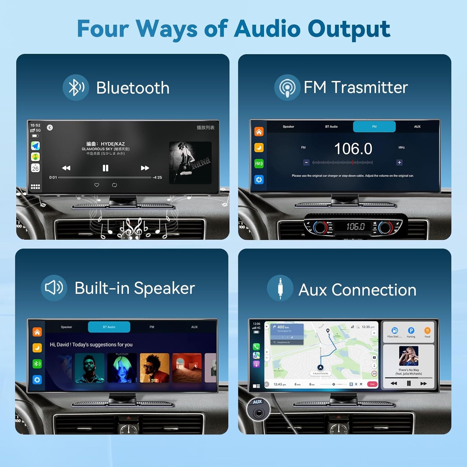 Large 11.5″ Wireless Carplay Screen & Android Auto Screen with 4K Dashcam/ 1080P