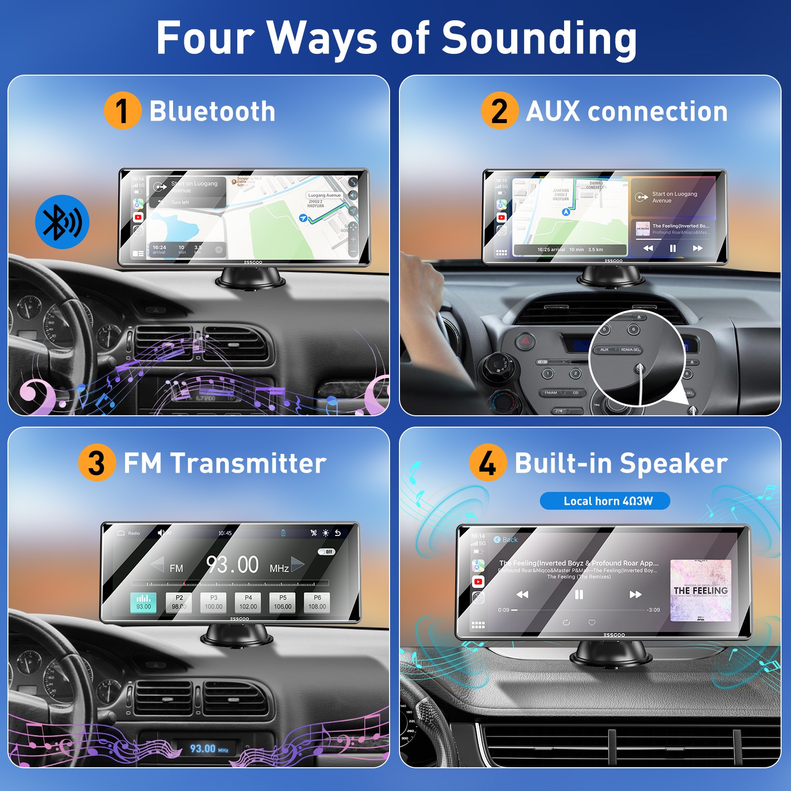 10.26″ Portable Car Stereo Radio Wireless Apple Carplay/Android Auto USB Camera