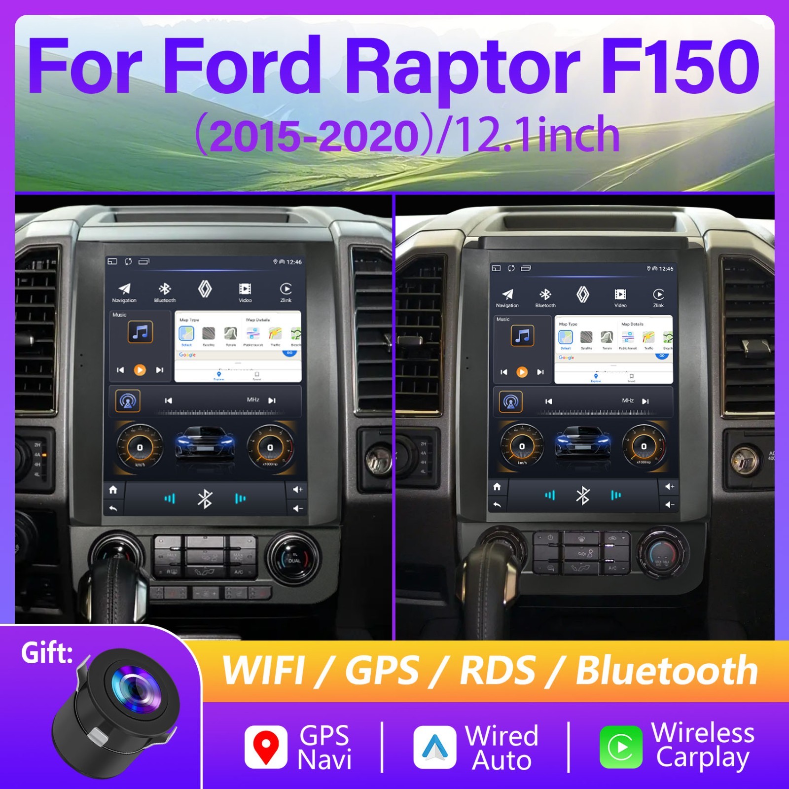 8Core 6+128G Android13 Car Stereo Radio CarPlay GPS Navi For 2015-2020 Ford F150