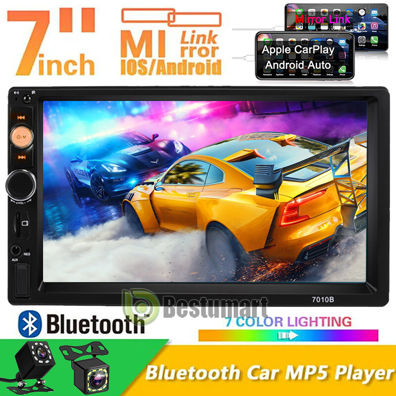 Double 2Din Android 10 7” 1080P Car Stereo Radio GPS Navi Wifi Quad-Core Player