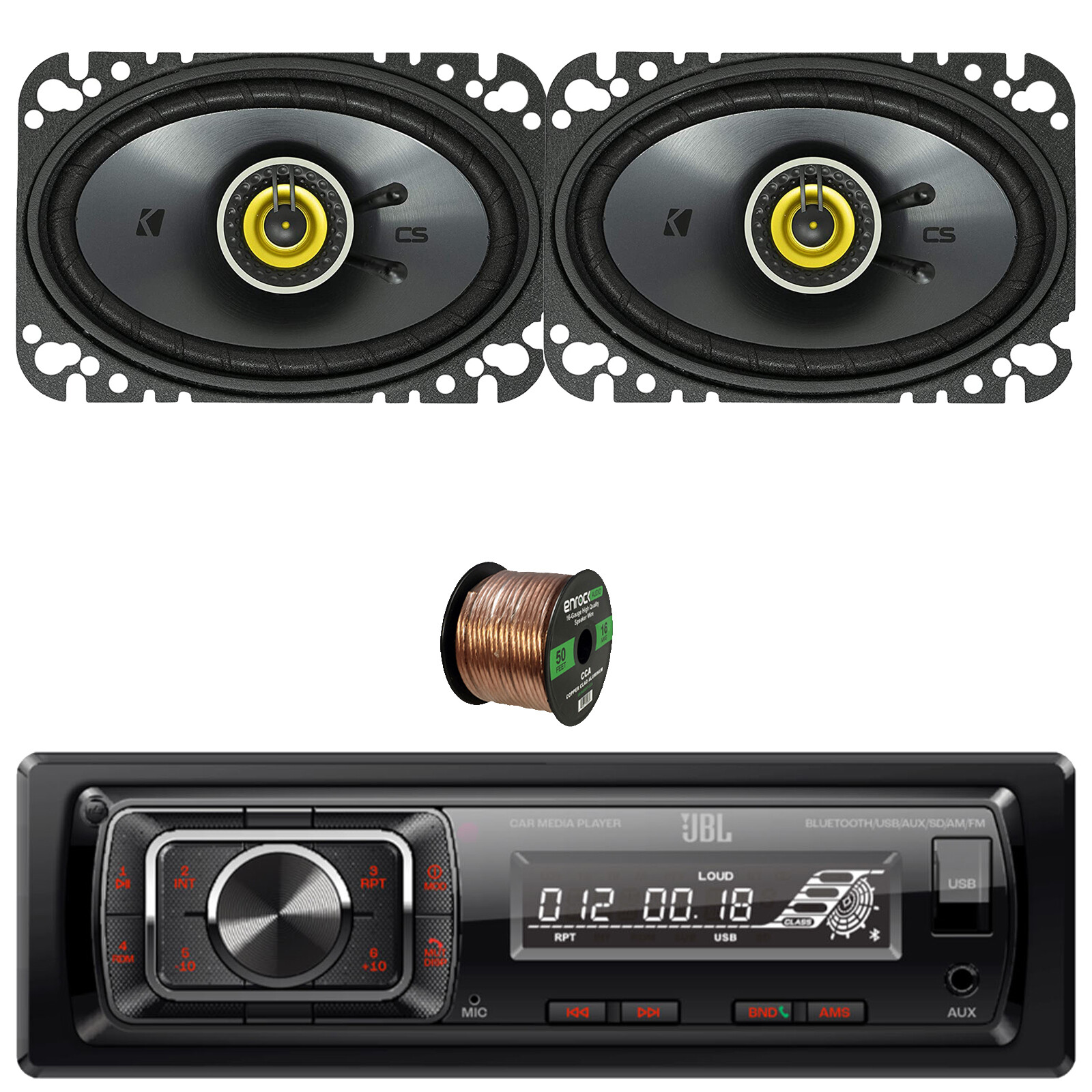 JBL Celebrity150 Single-DIN Bluetooth Radio, 2x 4×6″ 150W Max 2-Way Speakers