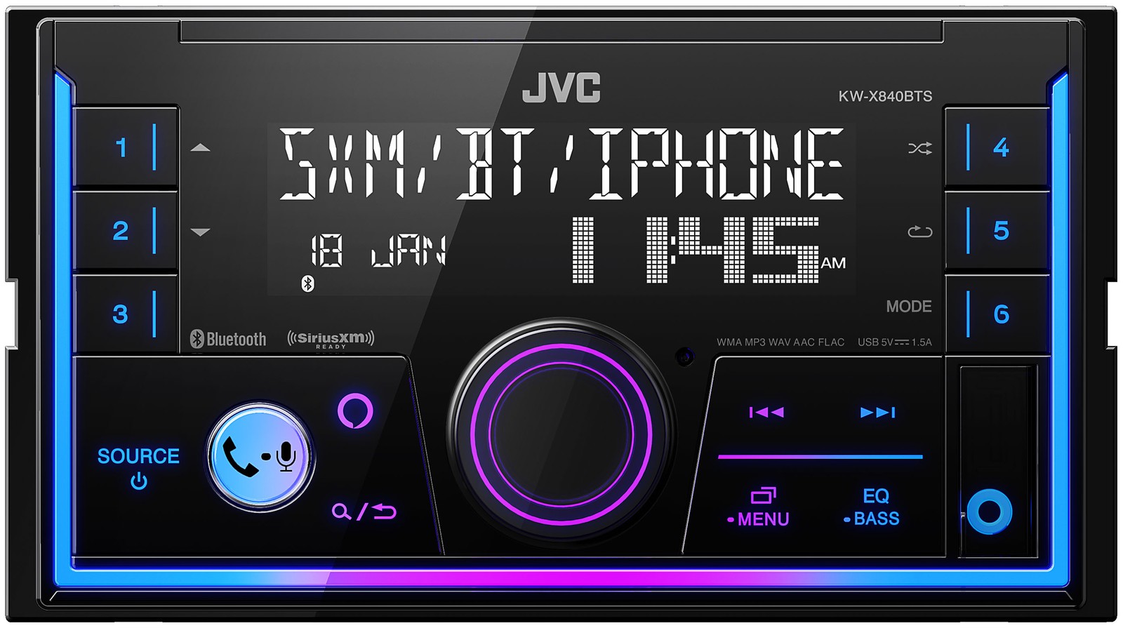 JVC KW-X840BTS 2 DIN Digital Media Receiver Bluetooth USB SiriusXM Amazon Alexa
