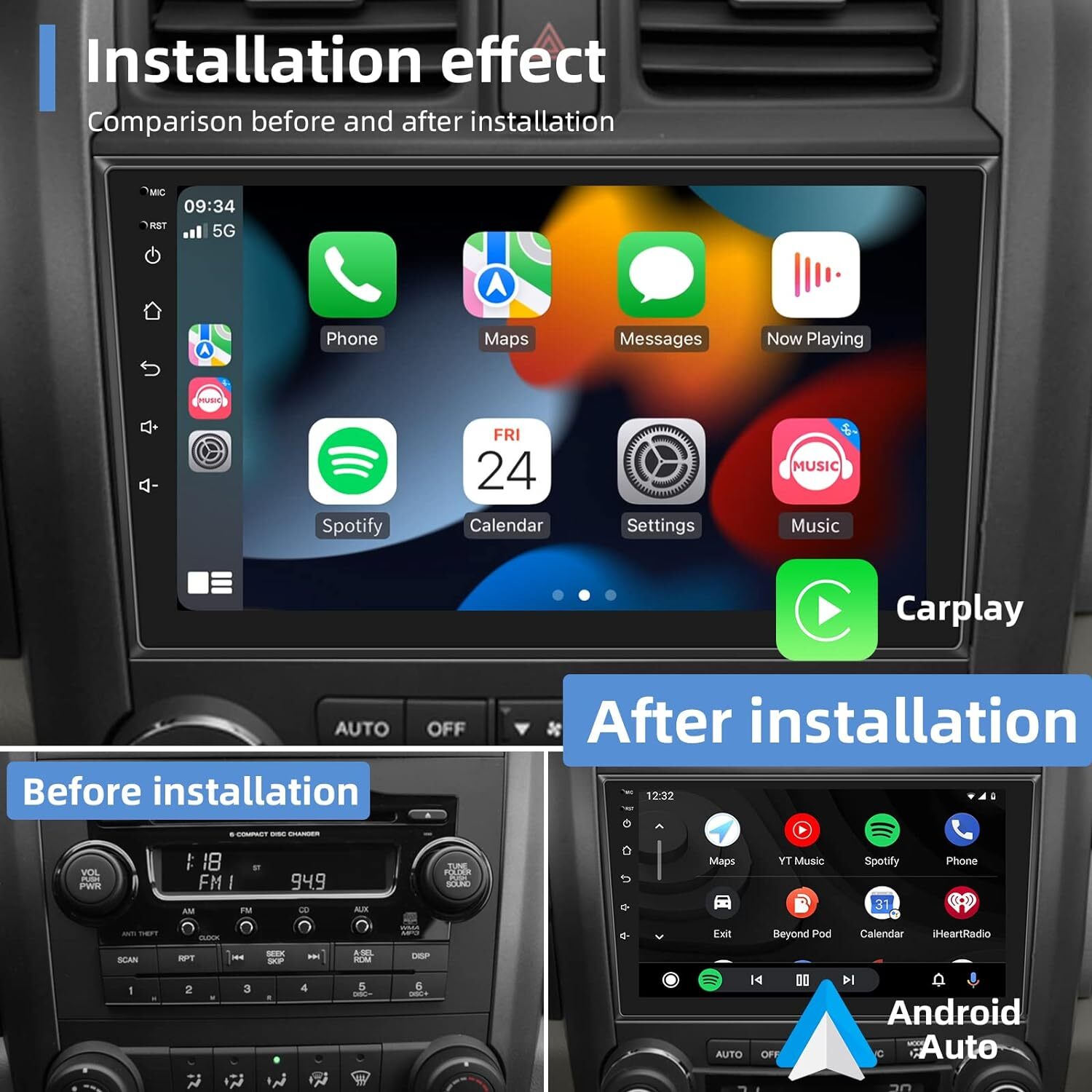 For 2007-2011 Honda CRV Android 13 Apple Carplay Car Stereo Radio GPS Navi WIFI