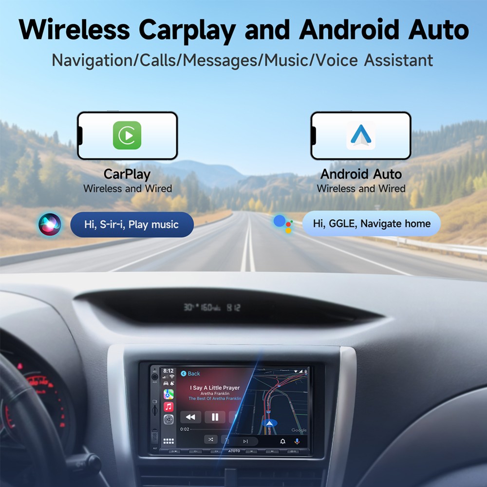 ATOTO F7WE 7in 2DIN Car Stereo GPS Radio Wireless Android Auto/CarPlay Bluetooth