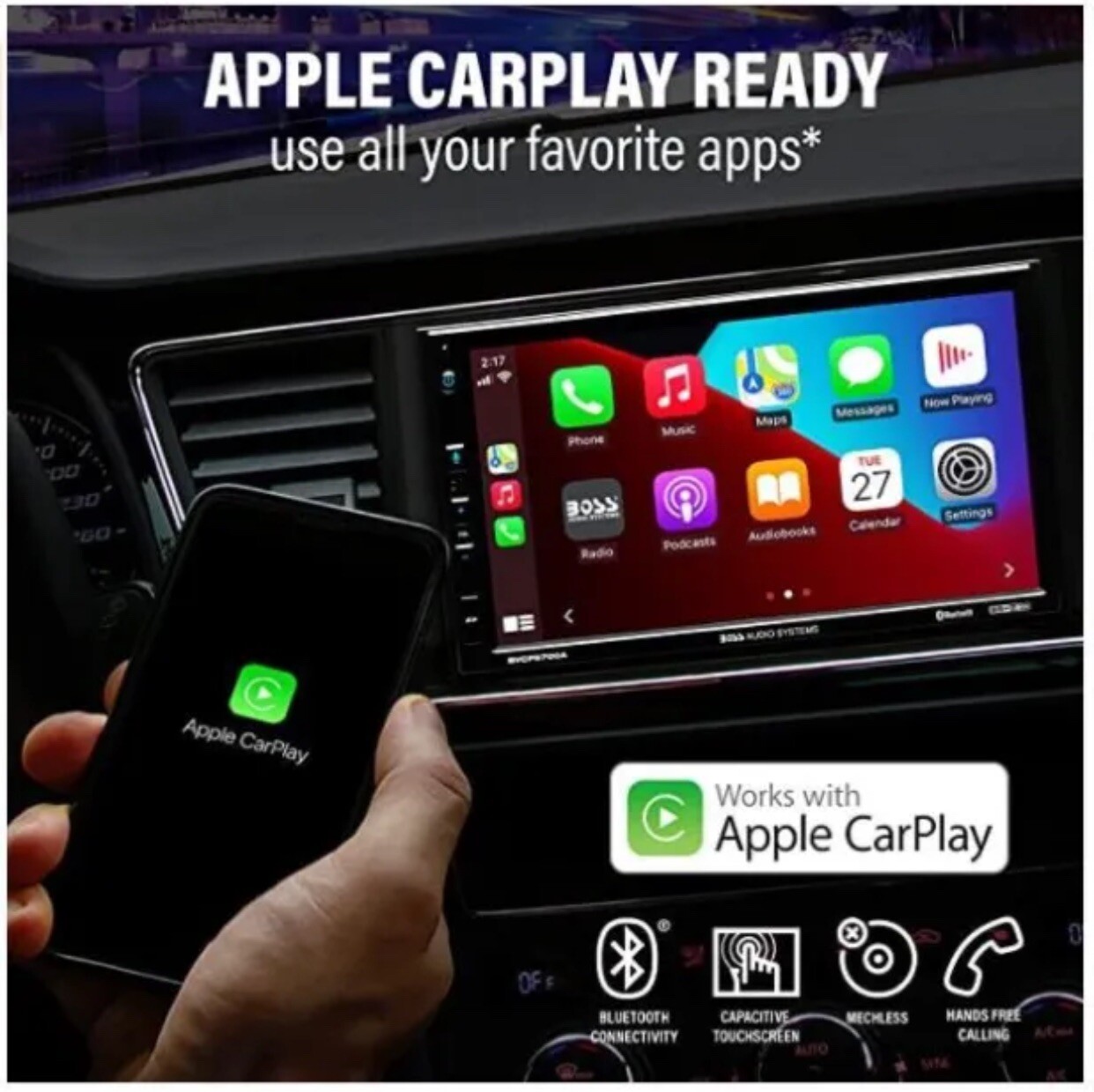 NEW BOSS Audio BVCP9700A 2 Din Apple CarPlay Android Auto Car Stereo System