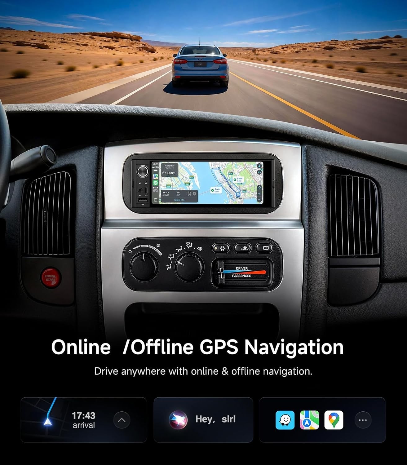6.36″ Single-DIN Android Auto Carplay Stereo – Linux System