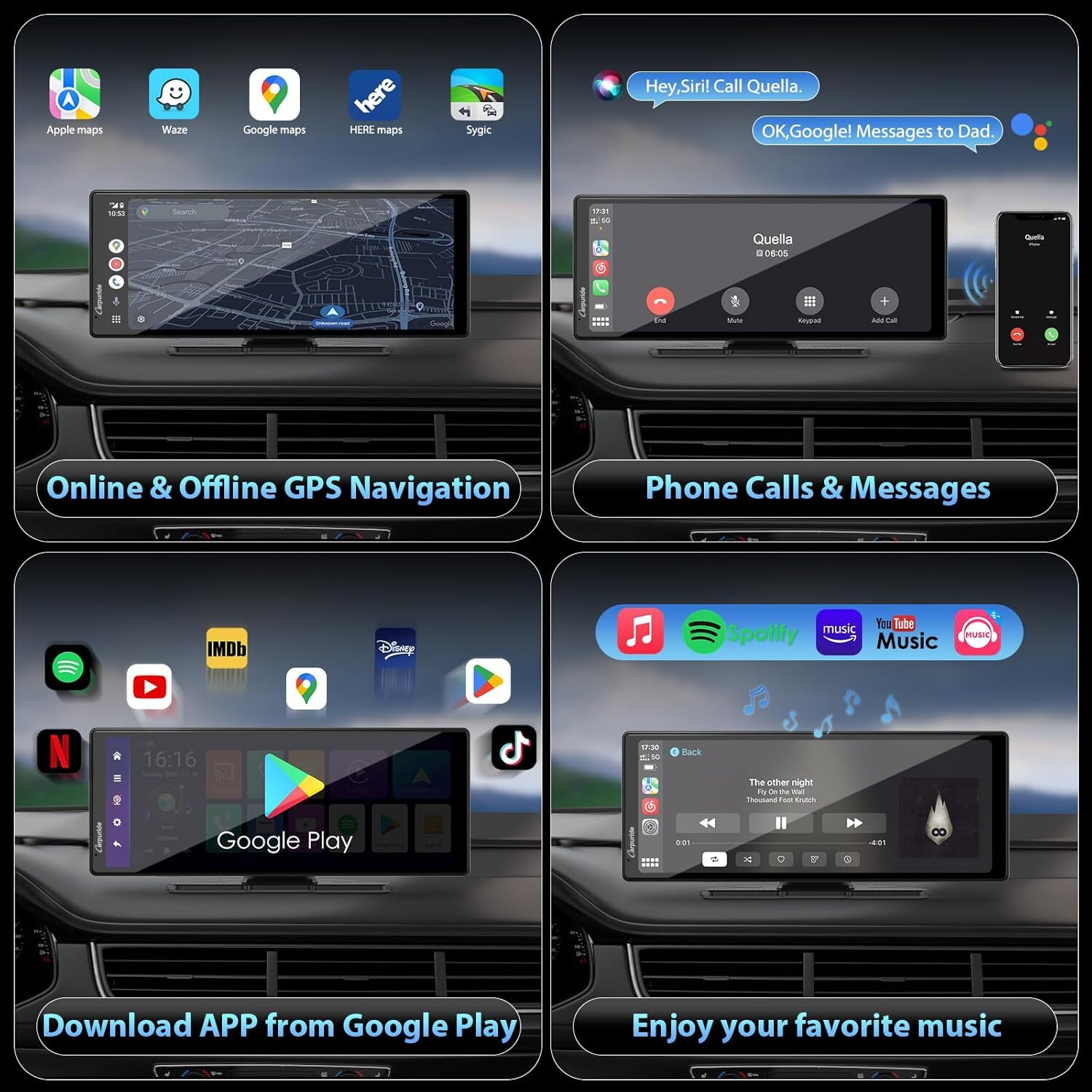 CARPURIDE W903Pro Carplay Android Auto APP Install GPS Navigation Car Stereo