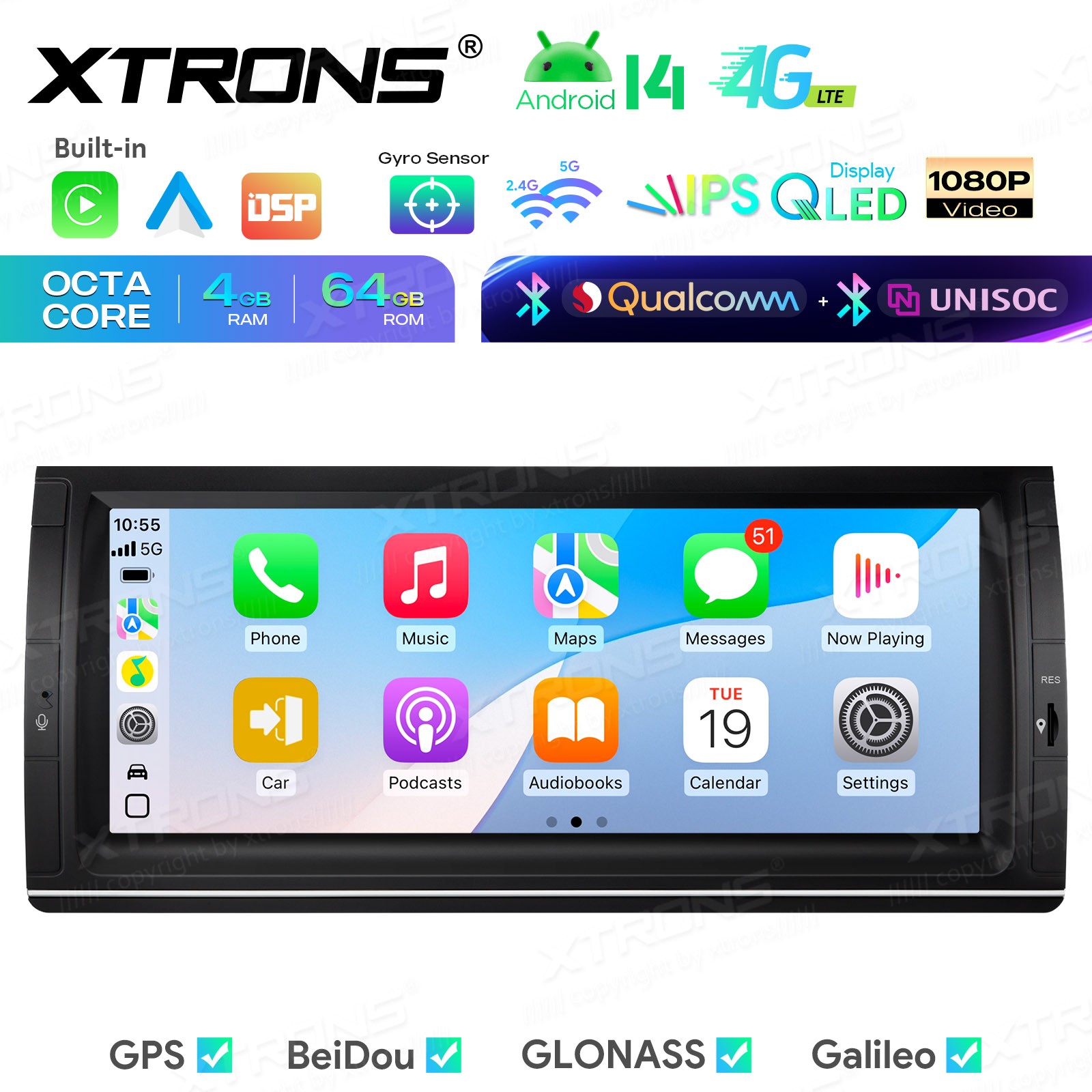 For BMW X5 E53 10.25″ QLED Touch Screen Android 14 Car Stereo GPS Dual Bluetooth