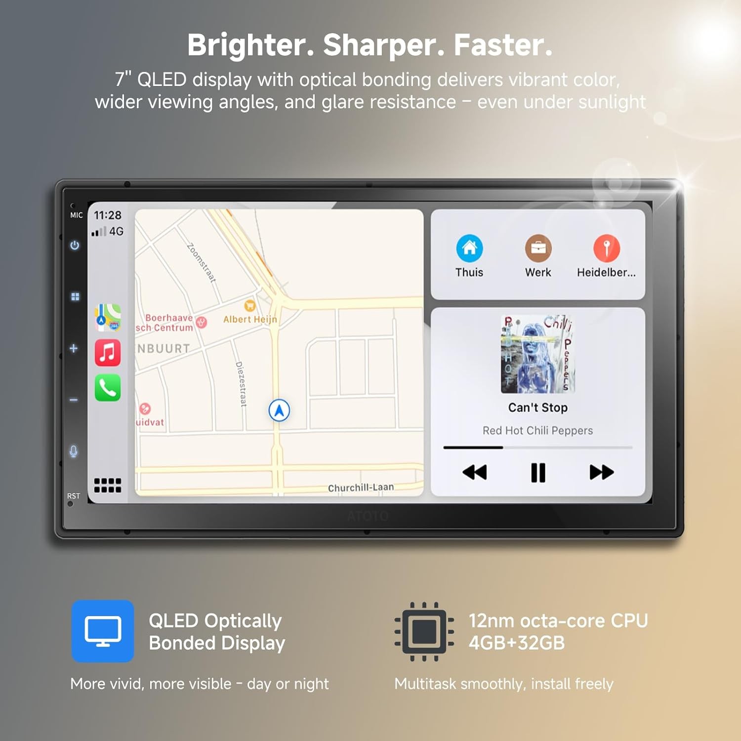 ATOTO 7″ 2DIN Car Stereo Bluetooth 4G LTE 4G+32G SCVC Upgraded QLED Screen Ver.