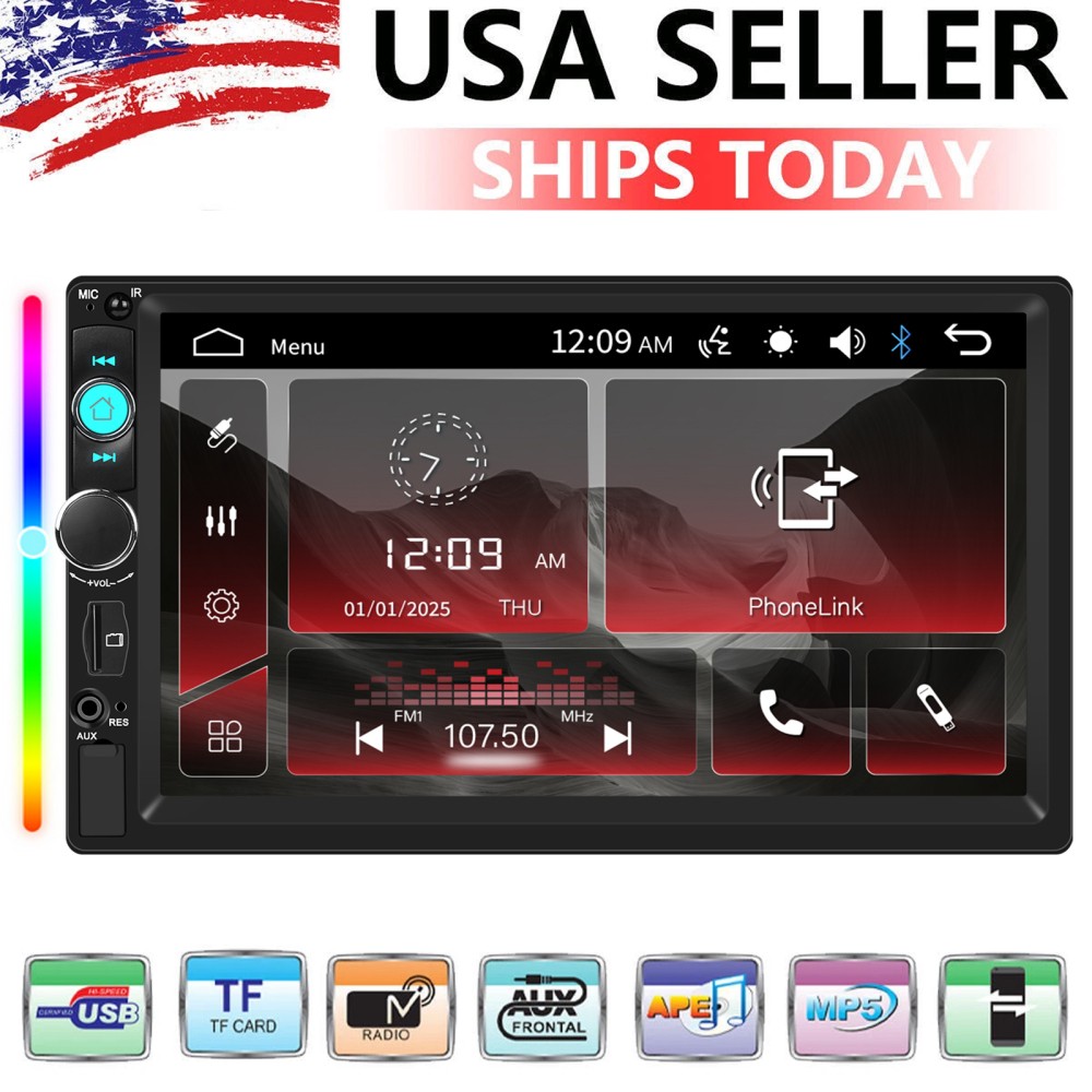 7″ Double 2DIN Car MP5 Player Bluetooth Touch Screen Stereo Radio FM Mirror Link