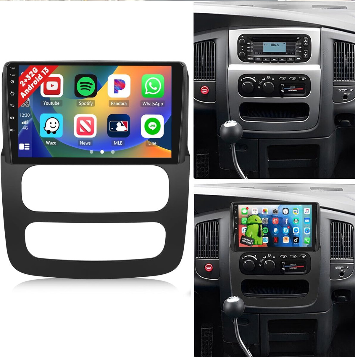 CarPlay For 2002-2005 Dodge Ram 1500 2500 3500 Android 13.0 Car Stereo Radio GPS