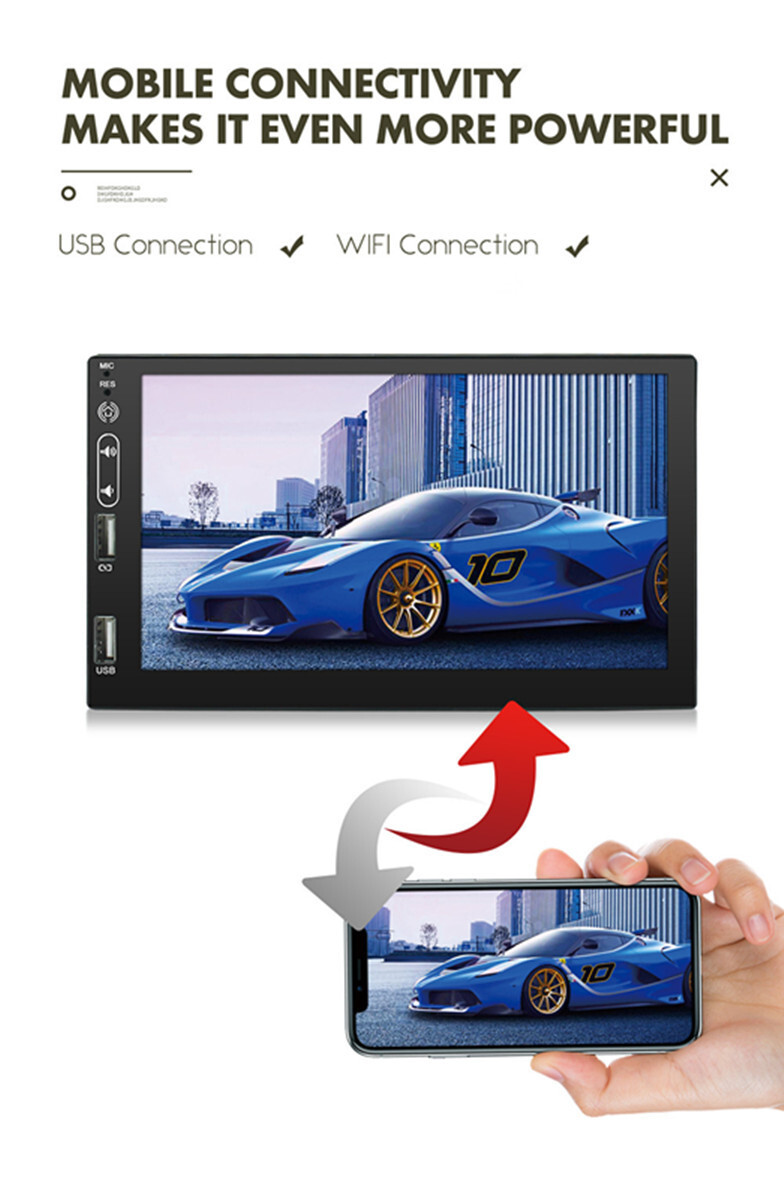 7in Car MP5 Player Multimedia Radio Bluetooth Audio Video USB FM Monitor Black