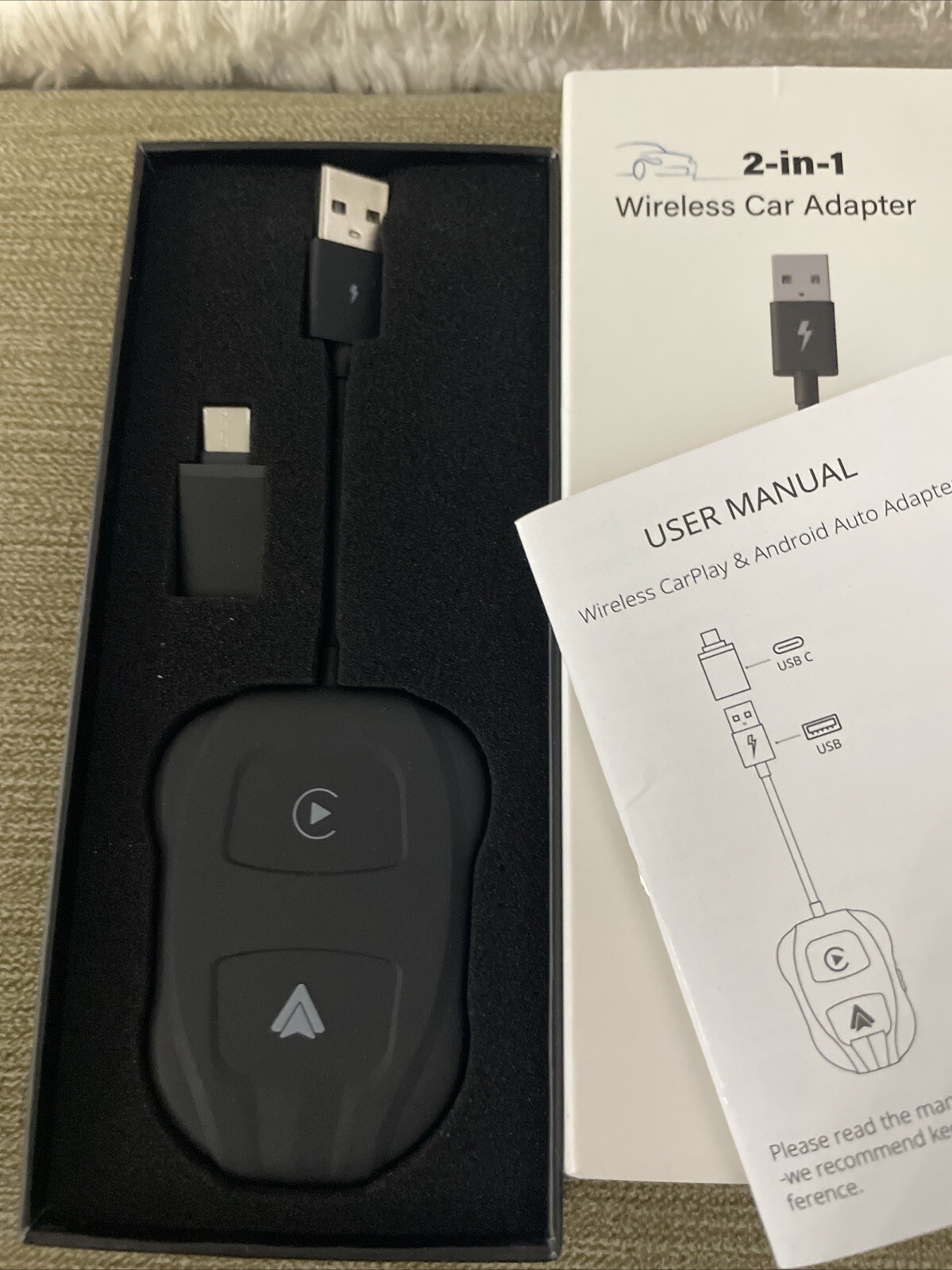 2-in-1 Wireless CarPlay Adapter & Android Auto 2024 Upgrade Dongle.