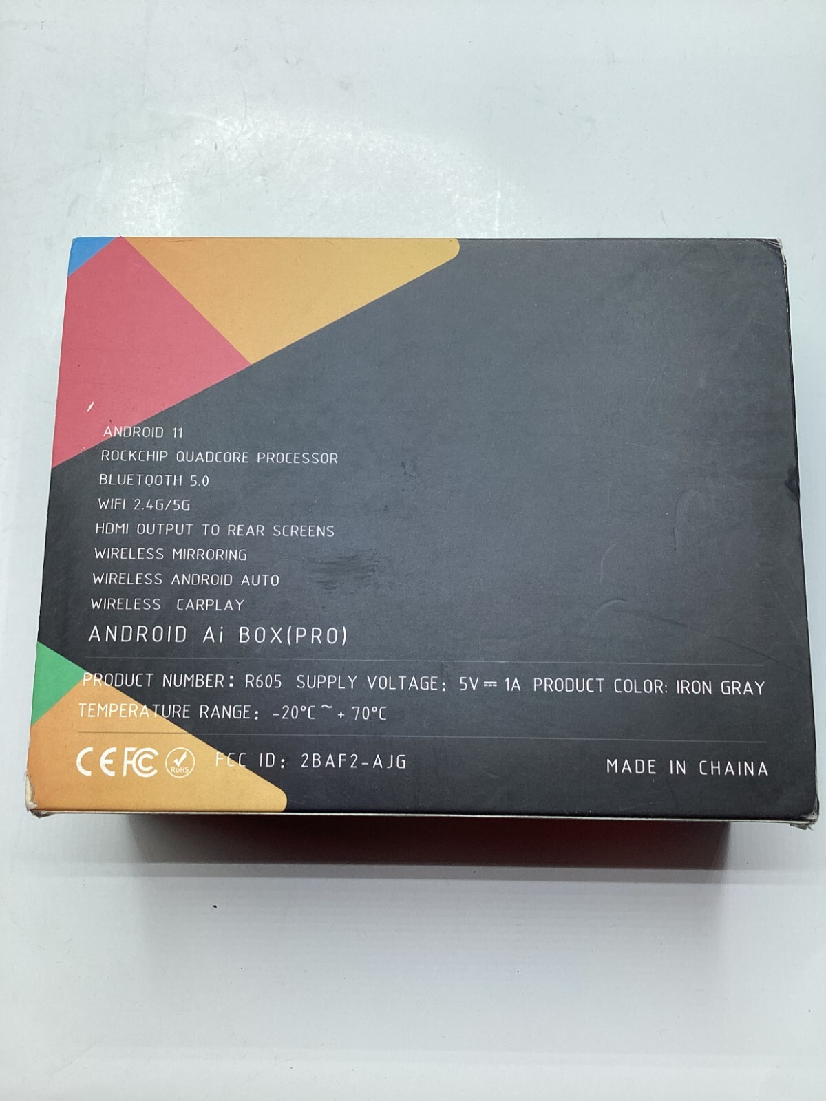 CarPlay Wireless Android 11 AI Box Pro Bluetooth 5.0, 2.4/5G Wi-Fi, R605