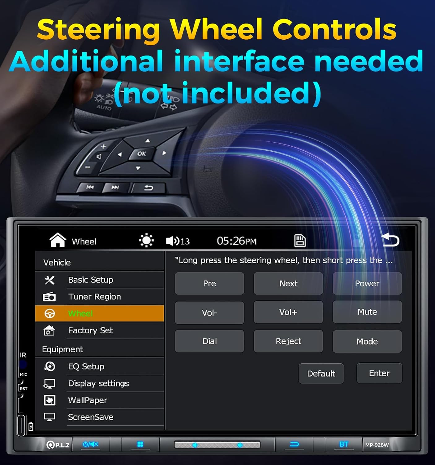 PLZ 7″ Wireless Double Din Car Stereo Apple Carplay Radio QLED Screen for Car, A