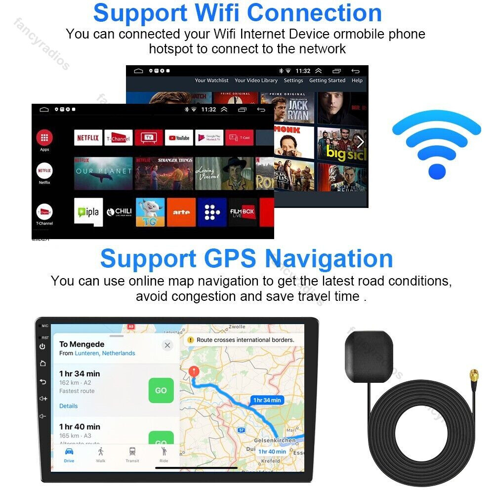 9″ Double 2DIN Android 11 Apple CarPlay Car Stereo Radio GPS Navi WiFi BT FM RDS