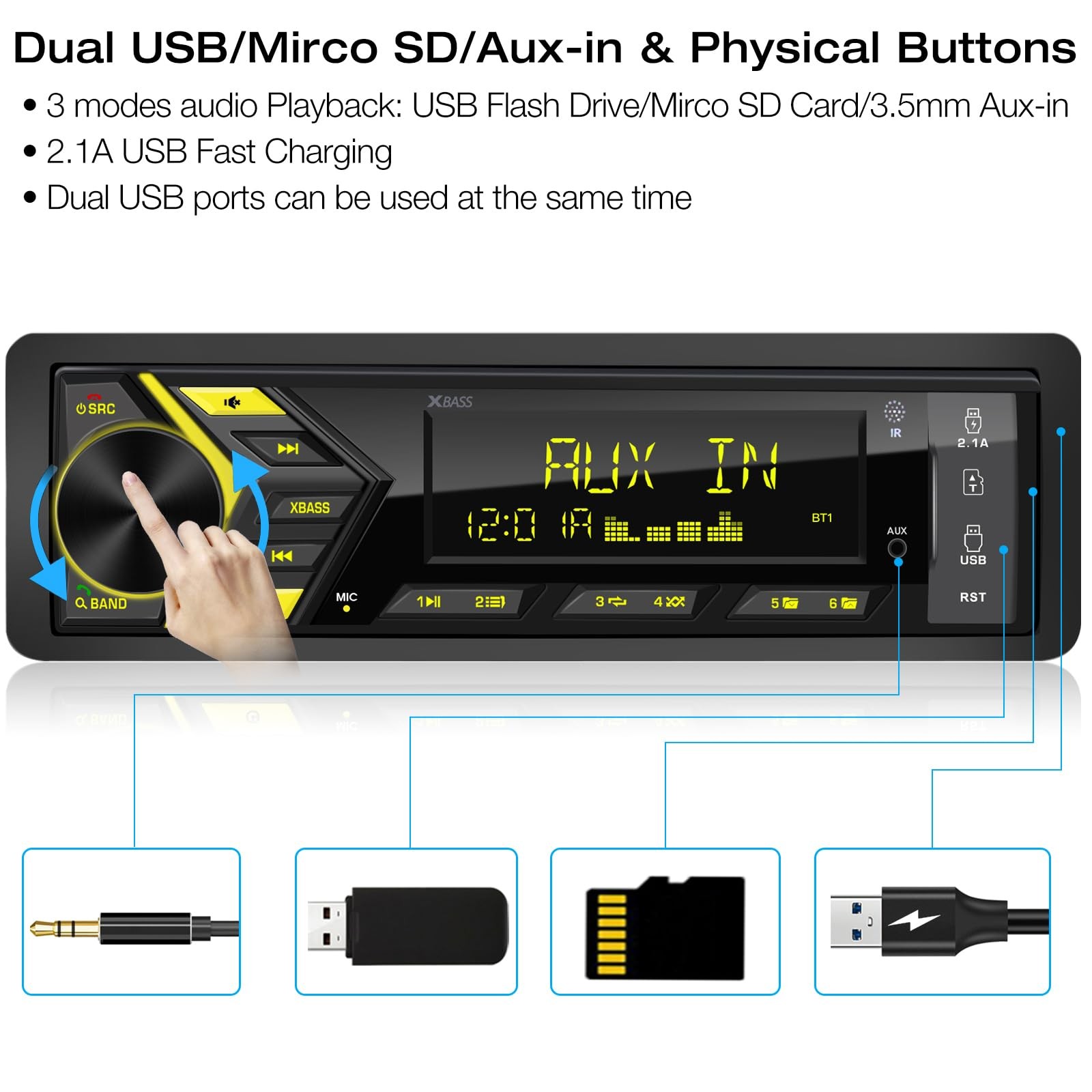 Bluetooth Car Stereo Marine Radio: Single Din LCD Display Audio System – Indash