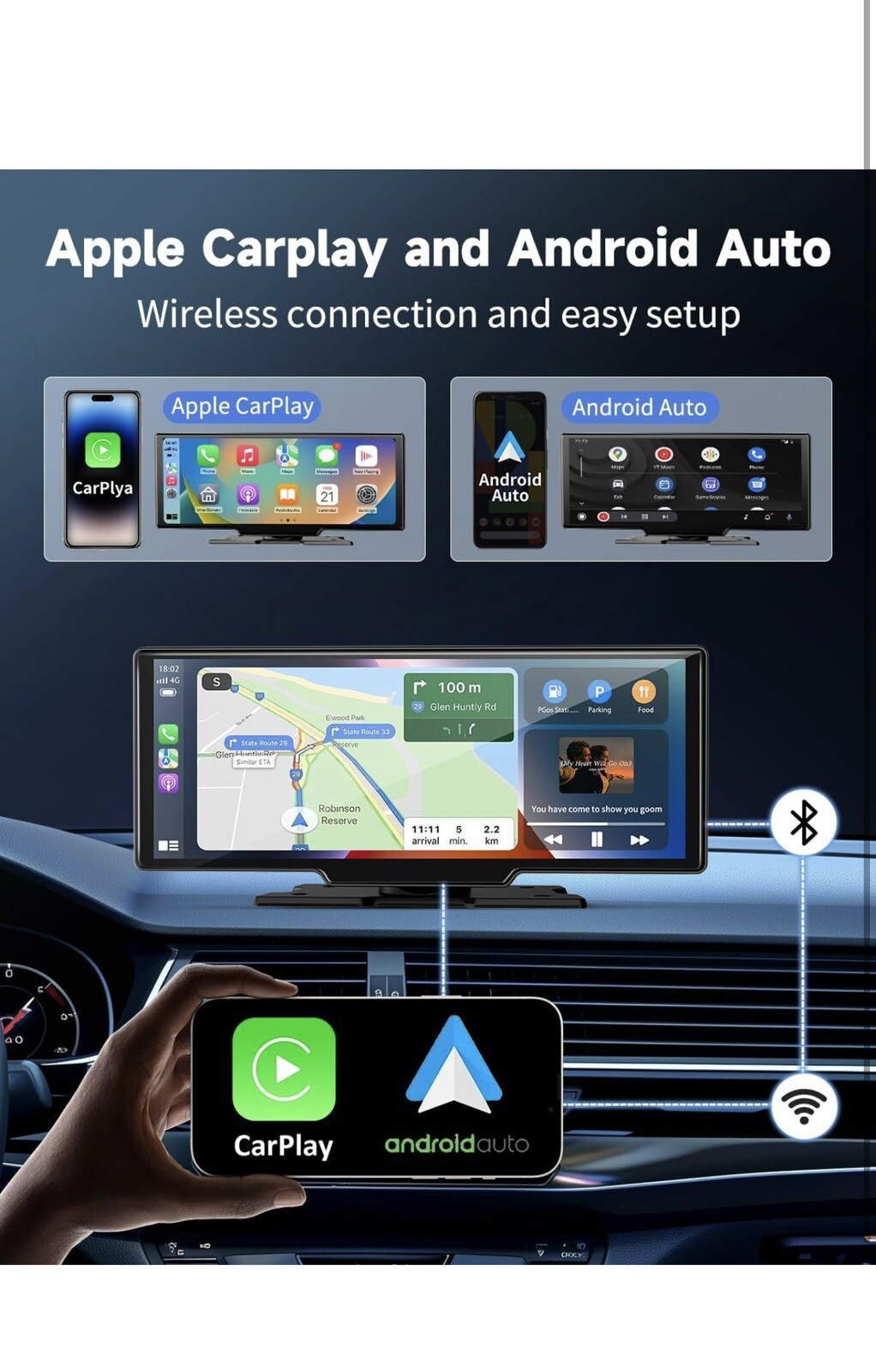Wireless Portable Carplay Screen for Car – 10.26Inch Carplay & Android Auto C…