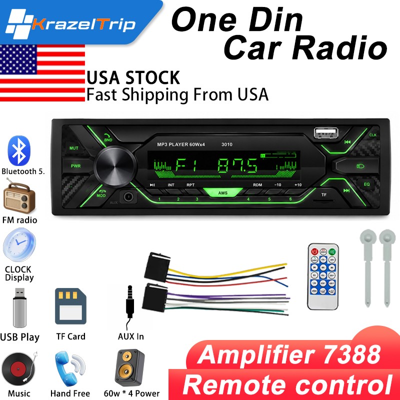 Car Audio Radio Receiver Bluetooth in-Dash FM SD USB MP3 Player