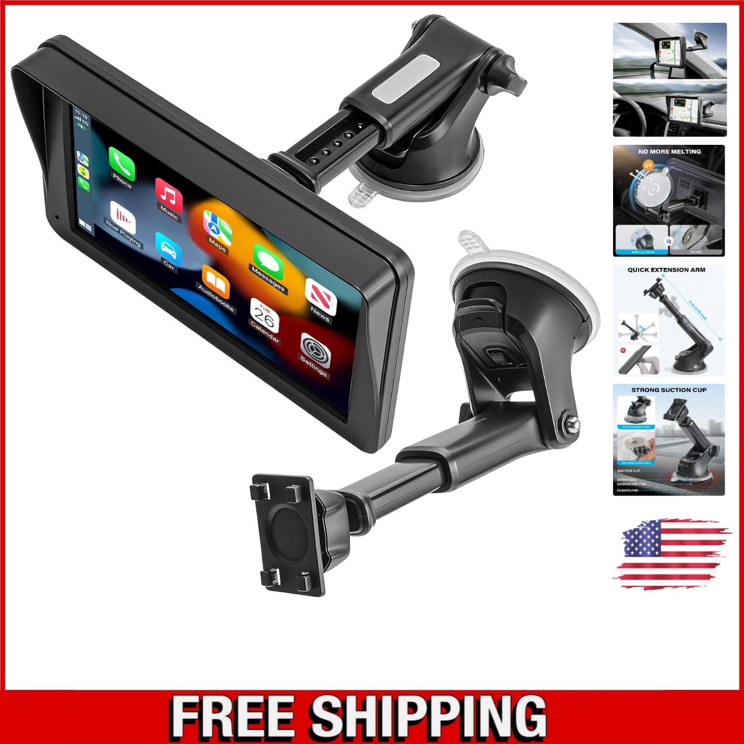 Dynamic Dashboard & Windshield Car Mount for CarPlay Screens – Easy One-Hand Use