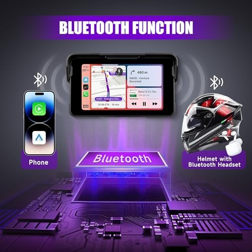Screen with Wireless Carplay Android Auto for Car, 5 Inch Motorcycle Carplay