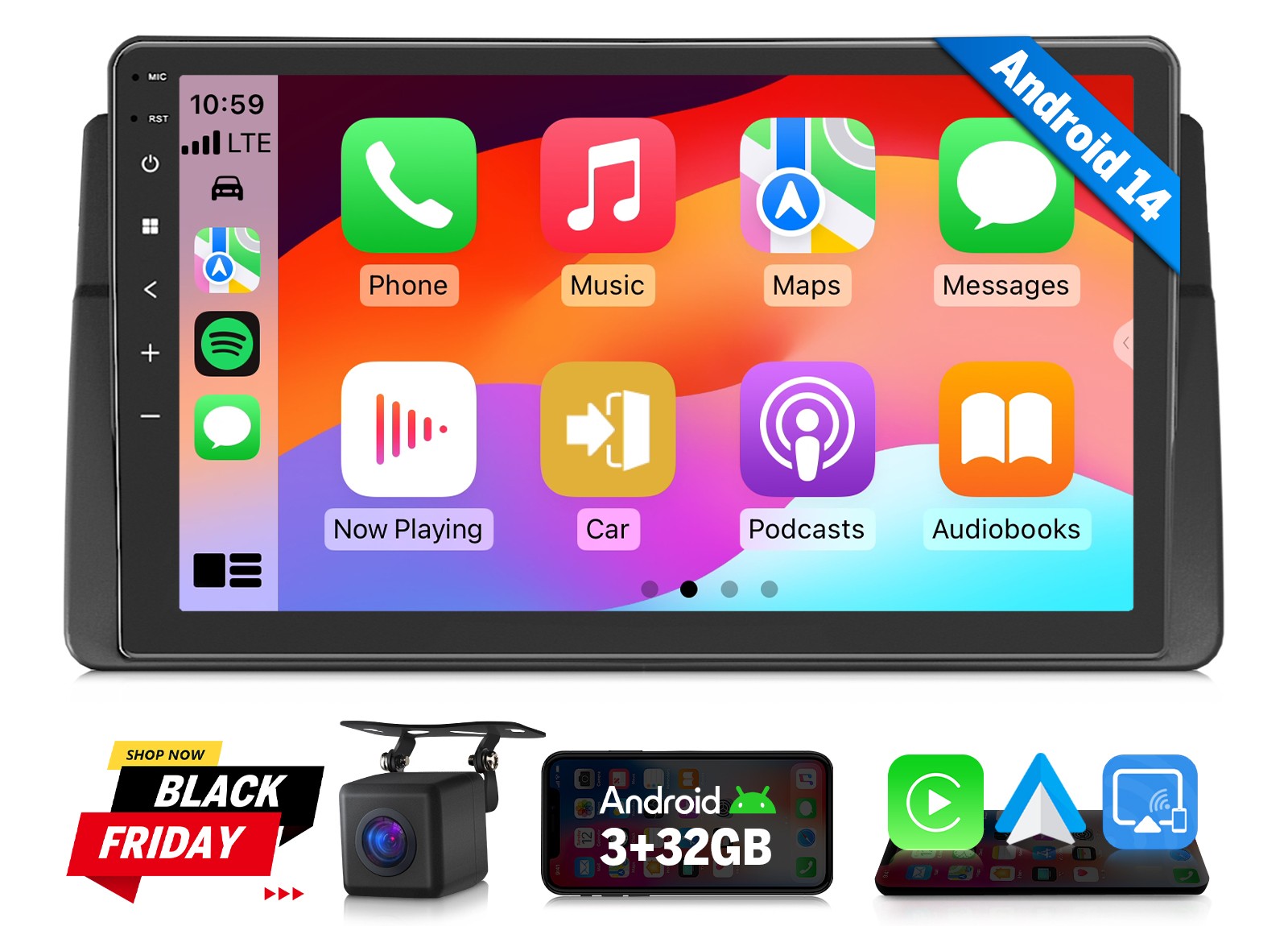 For BMW E46 M3 9″ Android Auto 14 Car Stereo GPS Touch Screen CarPlay Radio WiFi