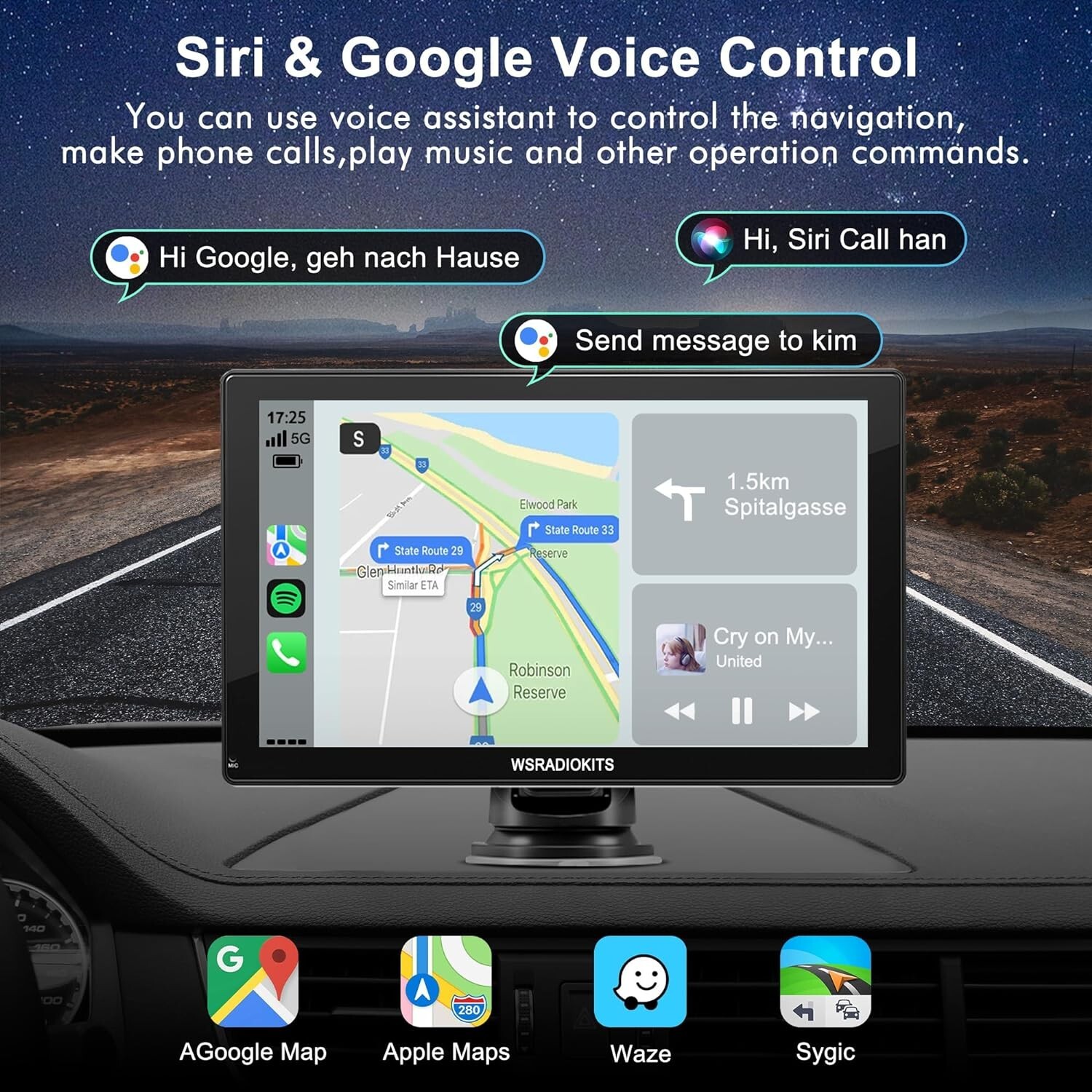 Wireless Carplay Touchscreen with Backup Camera: Portable Carplay & Android A…