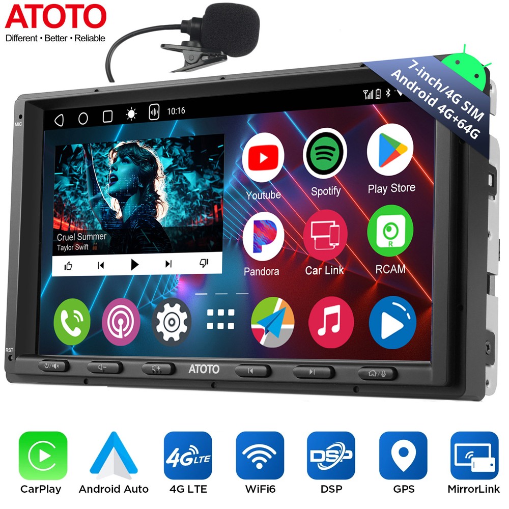 ATOTO A6 7IN Car Stereo 2DIN GPS Track NAVI Radio 4GB+64GB Wireless Android Auto