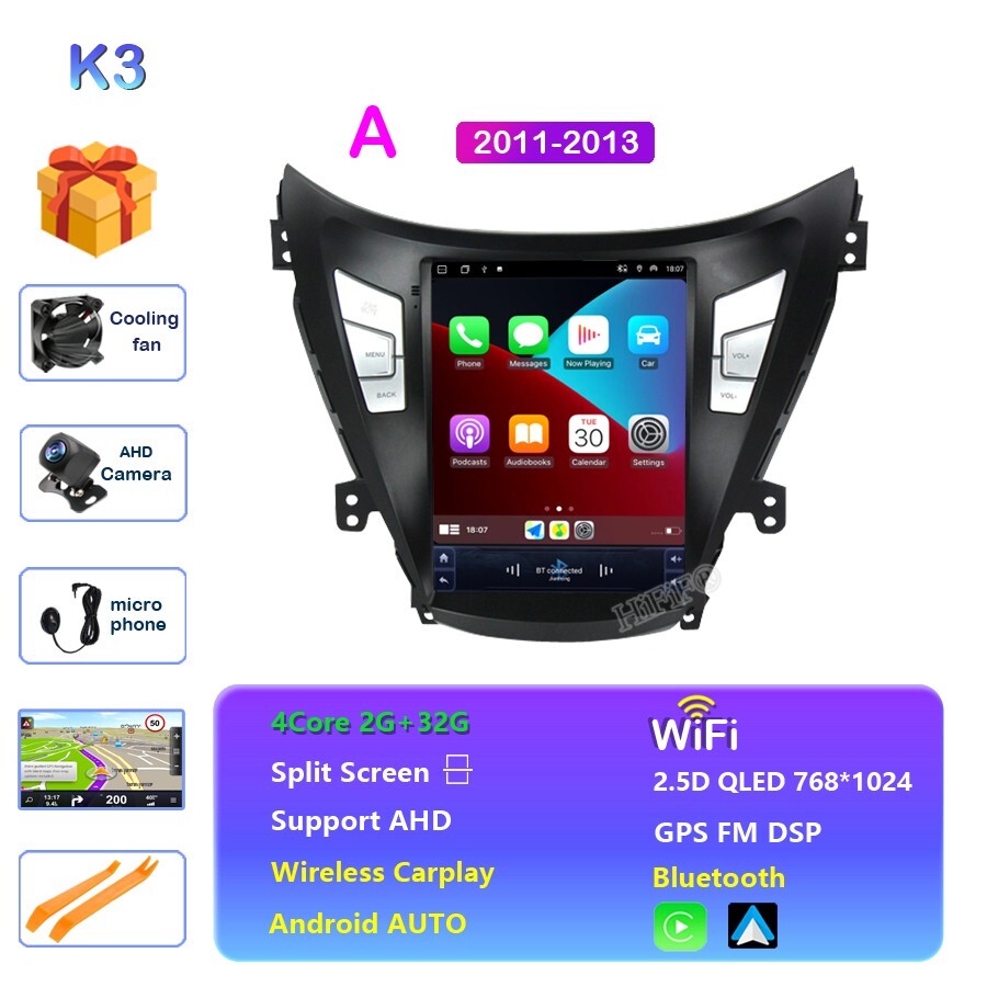 10.4″ For Hyundai Elantra 2011-2016 Android 15 Car Stereo CarPlay AUTO GPS Radio