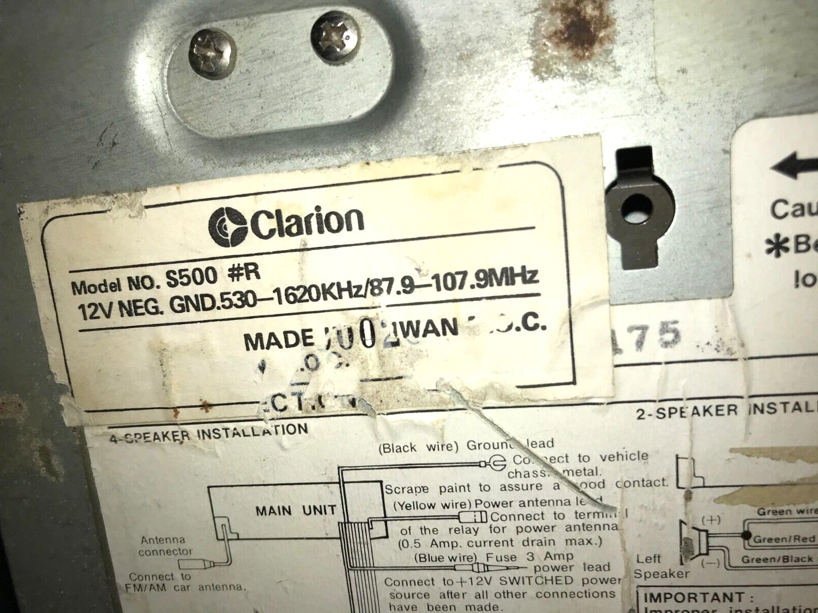 Vintage Clarion S500 2 “Shaft Style”AM-FM Stereo Cassette,