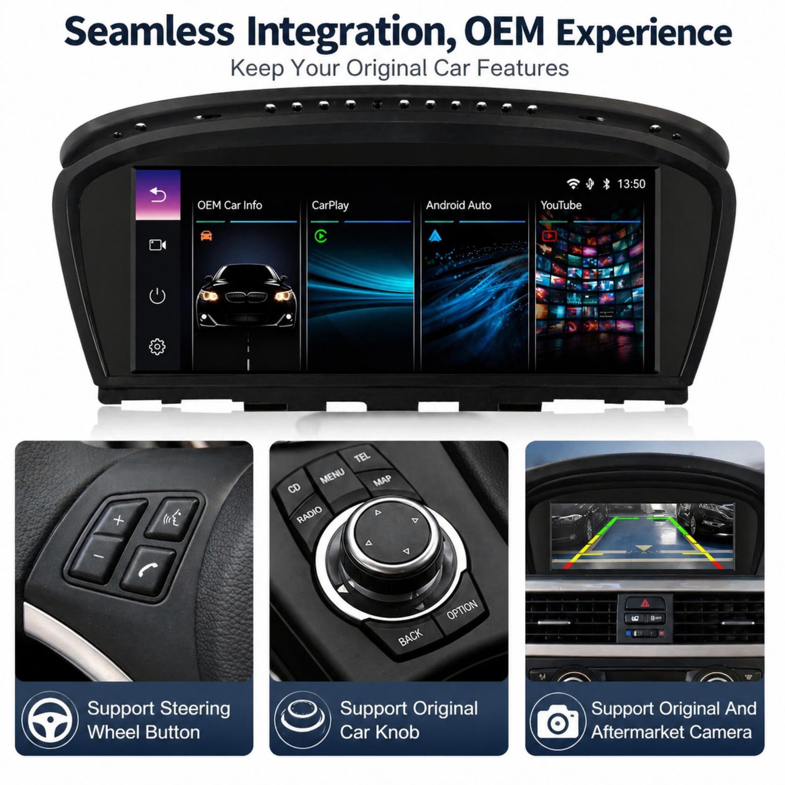 8.8″ Linux Wireless CarPlay Android Auto Screen BMW E90 E60 E63 CIC 2009-2013