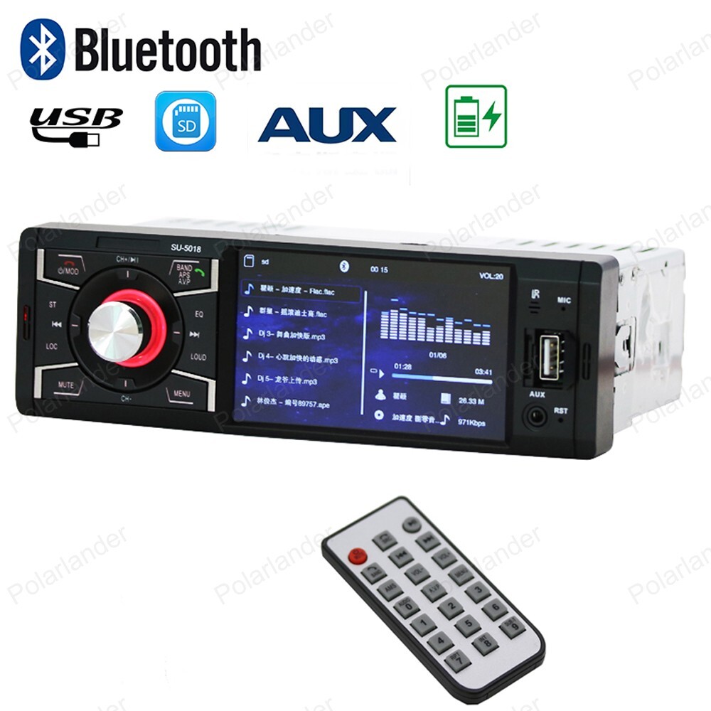 Single 1 DIN Car RadioMP5 USB / TF card AUX/SD 4.1-inch remote control Bluetooth