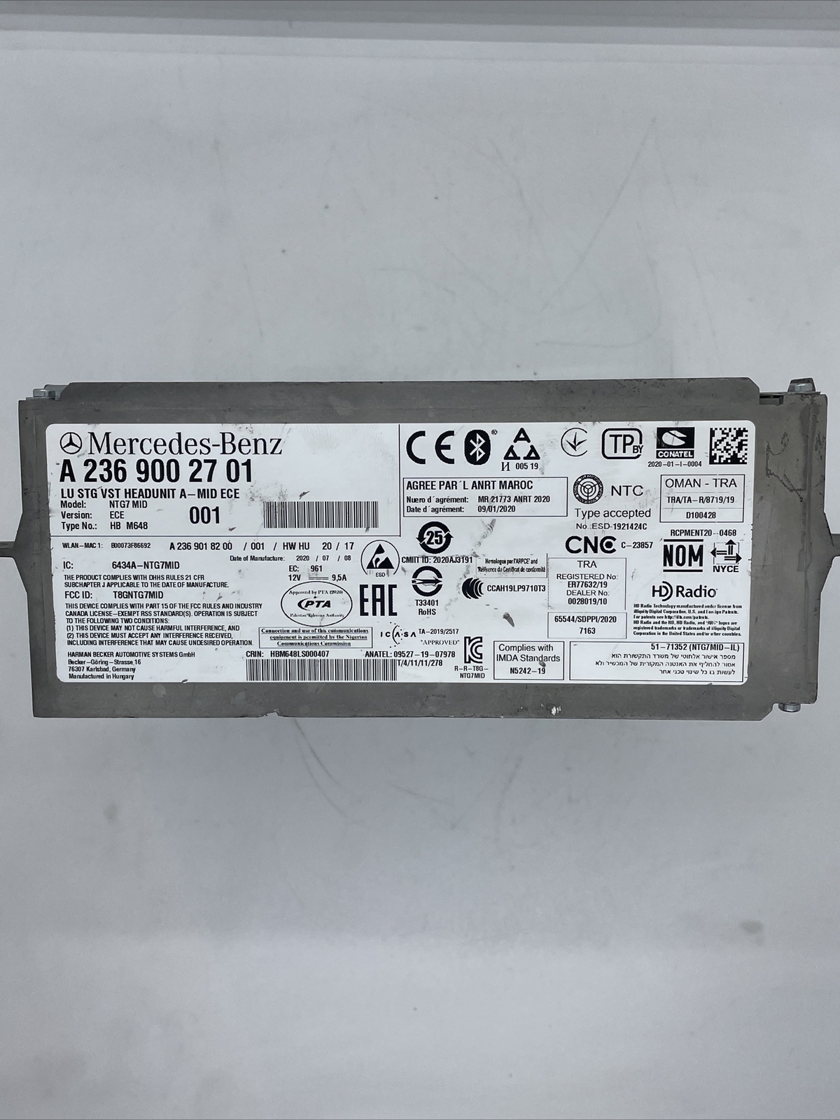 Mercedes Original Navigation LU STG VST HEADUNIT A-MID ECE A2369002701